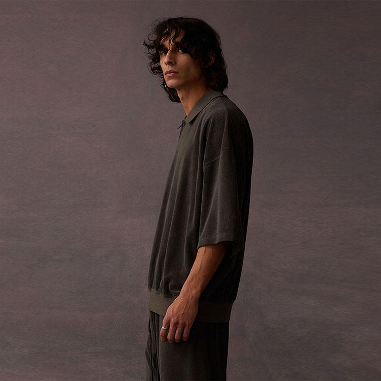 Fear of God Essentials Мужские топы Поло из махровой ткани Черный цвет 125BT224050F