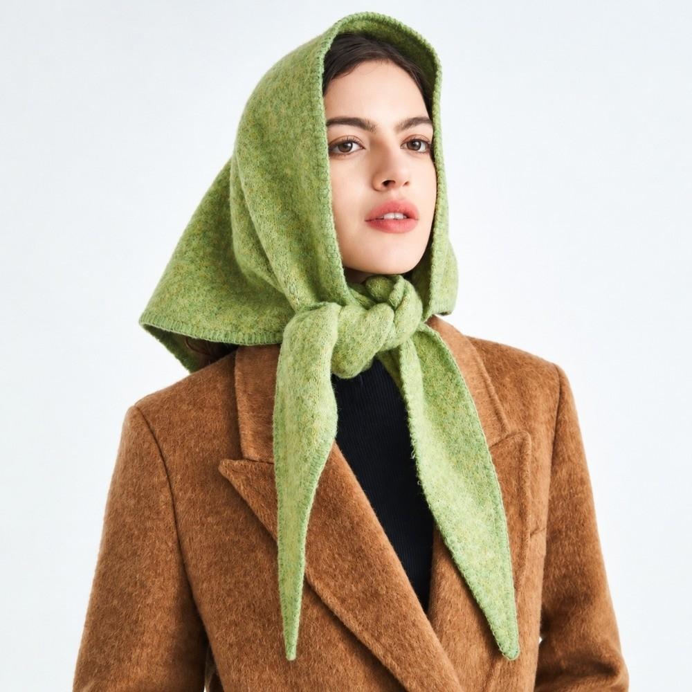 Wool Knitted Scarf Windproof Cross Scarves Simple Triangle Shawl Outdoor