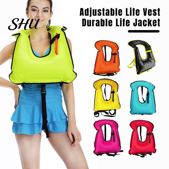Long-lasting Life Jacket Adults Swim Vest Inflatable Men Women Adjustable Snorkel Safety Kayaking Boating Drifting Buoyancy Swimming Aid Equipment