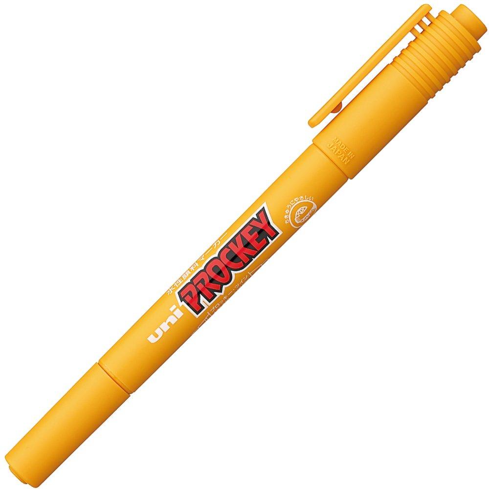 Mitsubishi Pencil Sign Extra Fine Fine Pack of 10 Water-Based Pens, Pro-Quick Twin, + Tip, Ochre, PM120T.19,