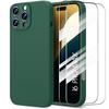 Чехол и 2 закаленных стекла для iPhone 16 Pro Max, Ультратонкая защита от ударов и царапин, Цвет: Ночной зеленый