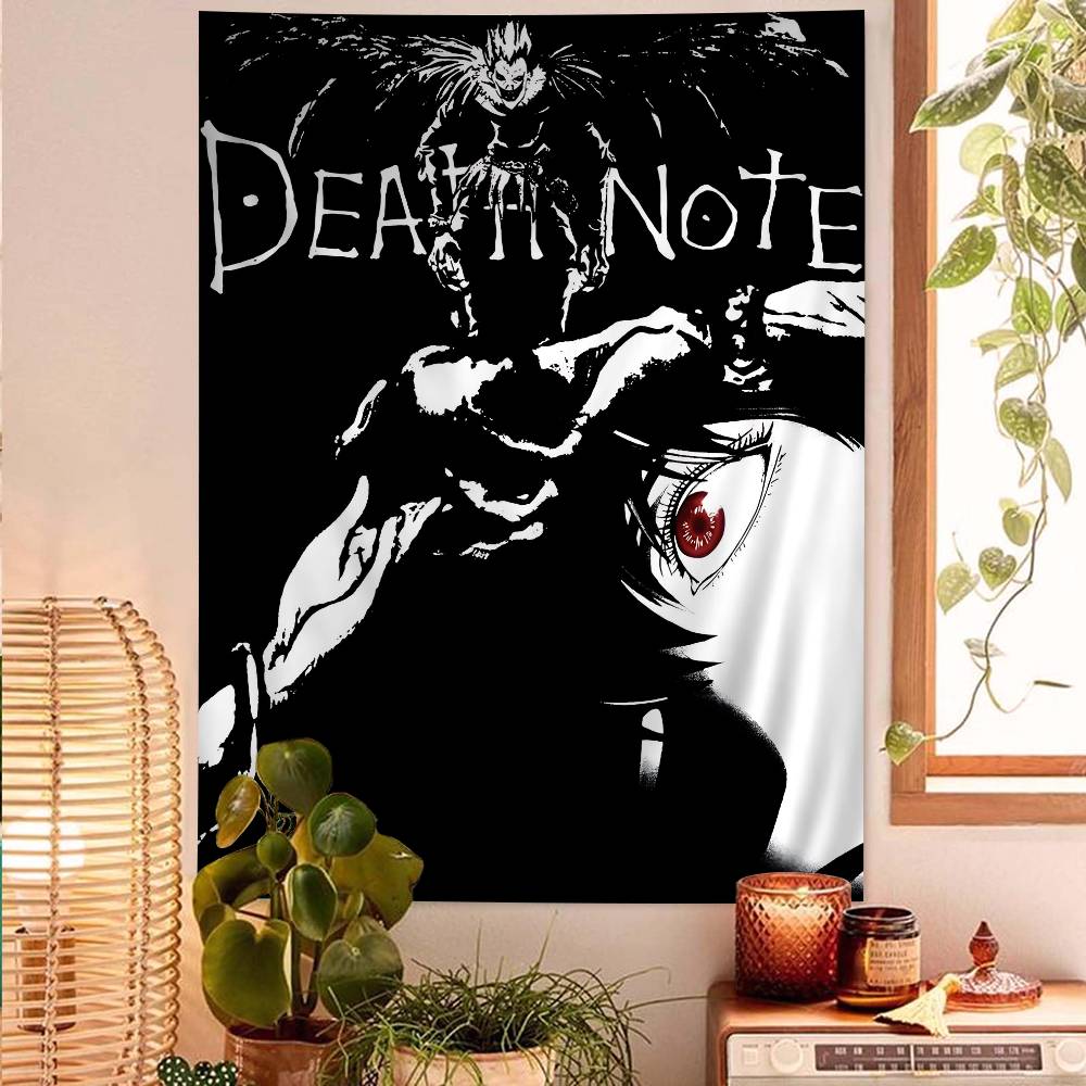 Death Note Full Character Collage Wall Tapestry Light Yagami Art Edgy Room Decor for Psychological Thriller Anime Fans