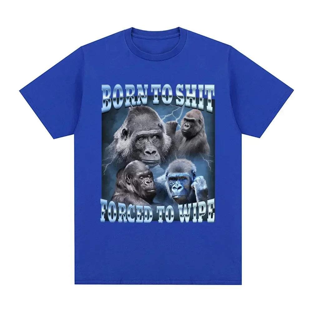 2024Forced To Wipe Funny Gorilla Graphic T Shirt Fashion Short Sleeve T-shirt Casual Oversized T-shirts Anime Born To Shirts