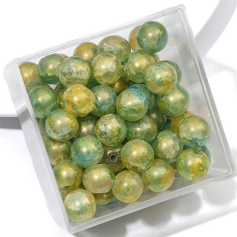 10 мм стеклянные бусины-попки Halo Inside Broken Round Бусины из глазури Ретро-бисер ручной работы Diy Ice Crack Jewelry Бусины-попки для изготовления ювелирных изделий