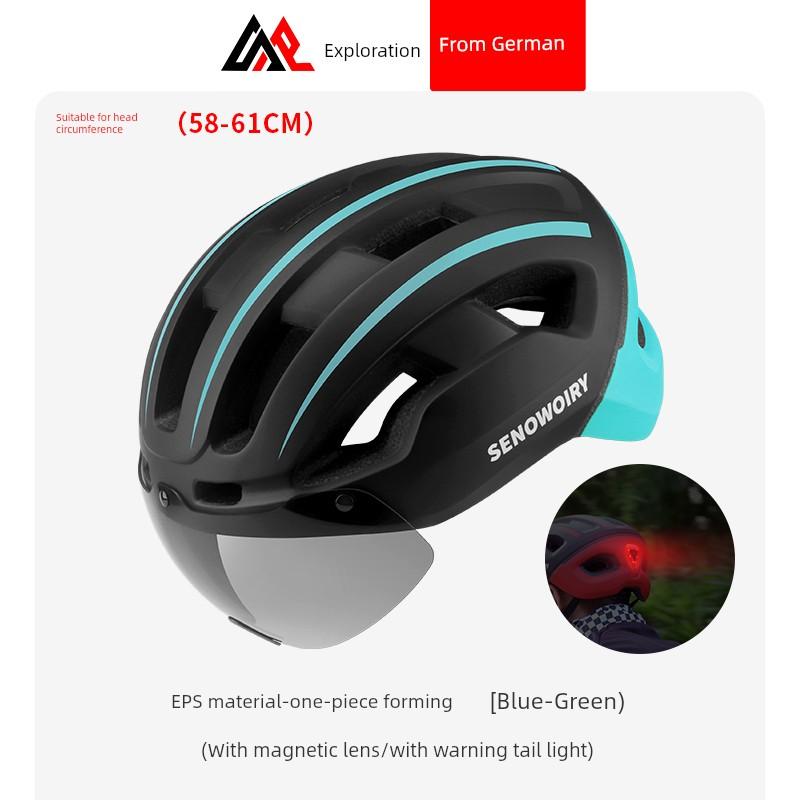 Bicycle Helmet with Goggles, One-Piece Safety Helmet, Men's and Women's Cycling Protective Helmet, Mountain Bike and Road Bike Equipment