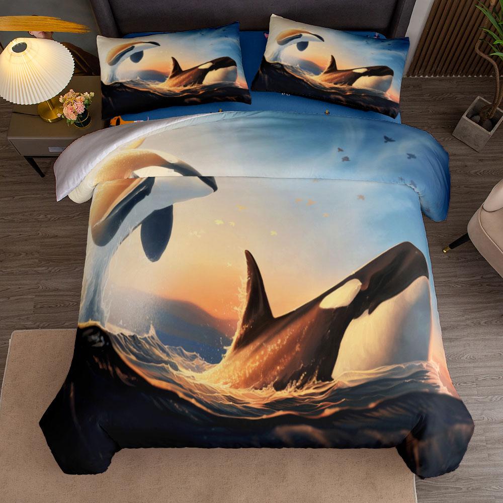 Постельное белье Sunset Play Dolphins 3d без простыни Односпальный Полуторный Двуспальный Квинсайз Кингсайз Калифорнийский Кингсайз Комплект постельного белья