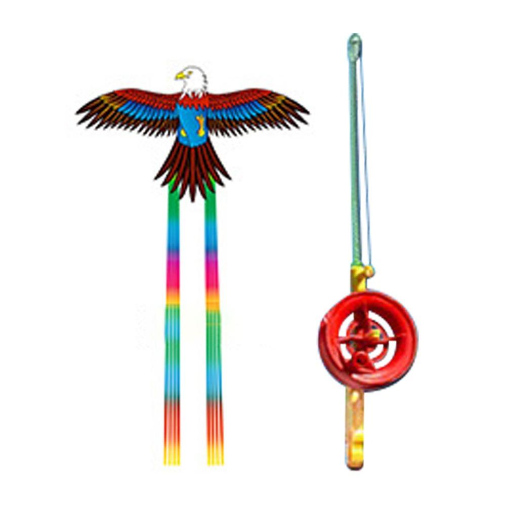 Dynamic Large Eagle Kites 30 Meter Fishing Rod Kite Plastic Eagle Kite Garden Outdoor Sports