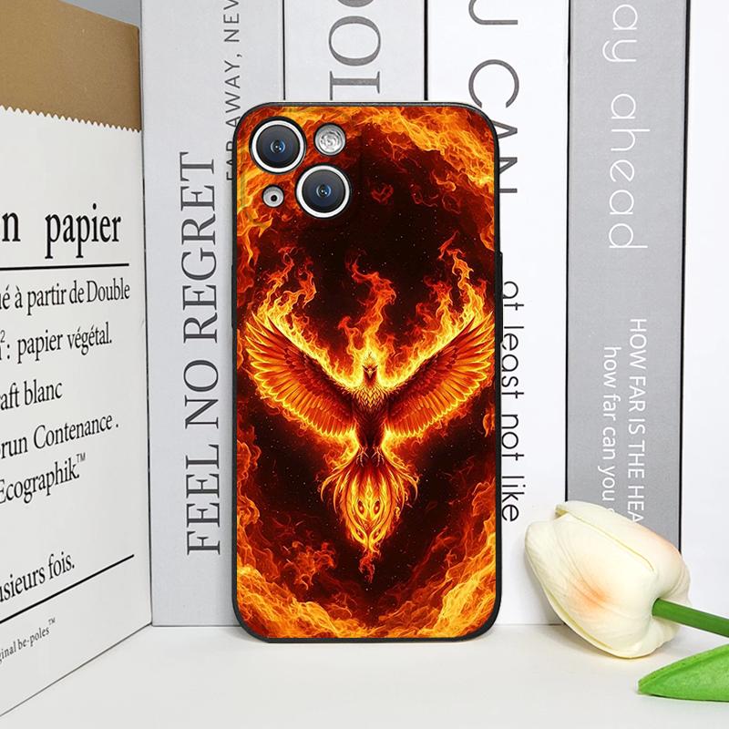 Роскошный чехол для телефона с узором «Перо Феникса и Пламя» для iPhone 17 16 12 11 14 Plus 13 14 15 Pro Max 12 13 Mini X XS MAX XR Мягкий чехол
