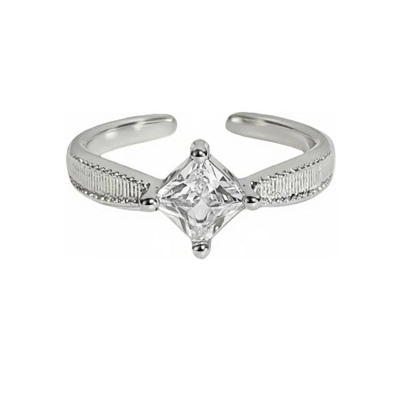 Нежный характер Одиночный бриллиант Простое кольцо с бриллиантом Открытое кольцо Женское Кольцо на указательный палец для работы Нишевый дизайн Чувство стиля