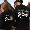Печать Толстовки Her King или His Queen Lover Мода Харадзюку Повседневная Женская Мужская Одежда Толстовка для Влюбленных Парные Толстовки