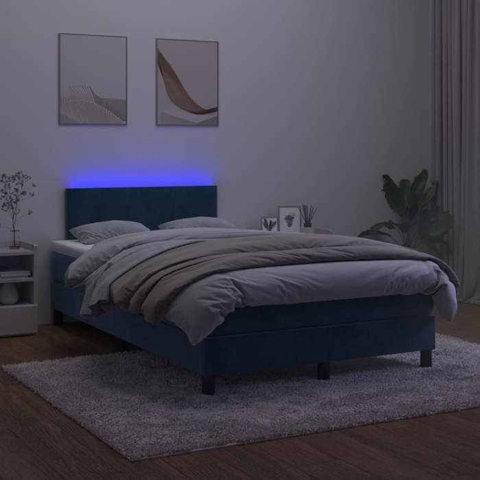 Maison Exclusive - Sommier à lattes de lit avec matelas LED Bleu foncé 120x200 cm