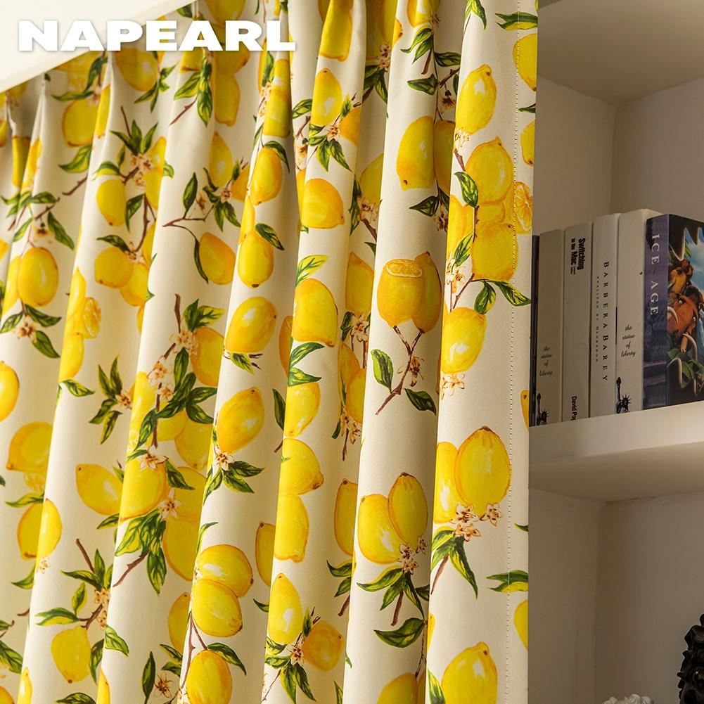 1 шт. NAPEARL 70-80% затемняющие шторы с принтом лимона, занавески для залива, балкона, спальни, гостиной, оконные шторы, украшение дома