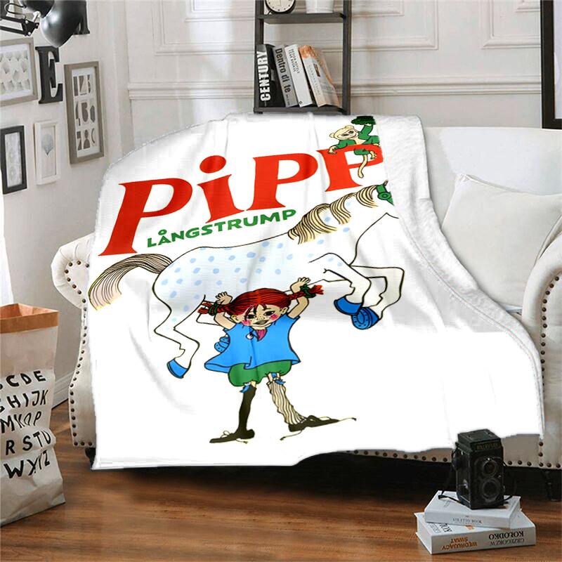 1pc Blanket Pippi Longstocking Print Design, Lightweight Blanket for Sofa, Bed- Soft &Warm, Gift for All Seasons like Christmas, Halloween