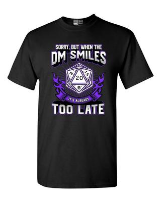 Извините, но когда Dm улыбается слишком поздно, игровая забавная футболка Dt Tee унисекс