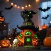 Yousheng Halloween Witch House Statue with LED Light Magical House Resin Figurine Sculpture Home Office Desktop Decoration Ornament
