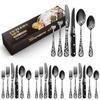 Набор посуды из нержавеющей стали с узором из 24 предметов, креативные домашние ножи для стейка, вилки, ложки для западной кухни