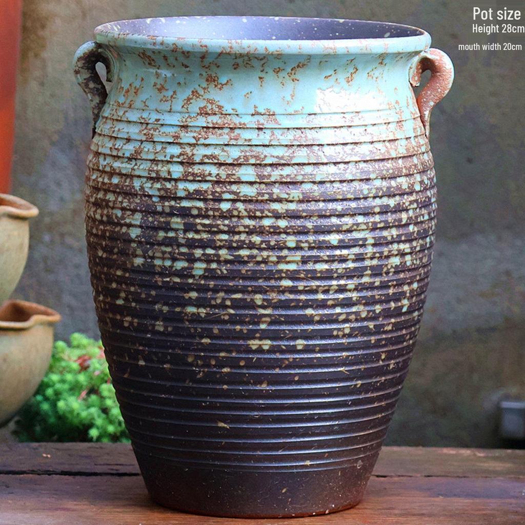 Большой керамический горшок ручной работы для суккулентов и орхидей - Дышащий, Грубозернистый глиняный горшок для бонсай