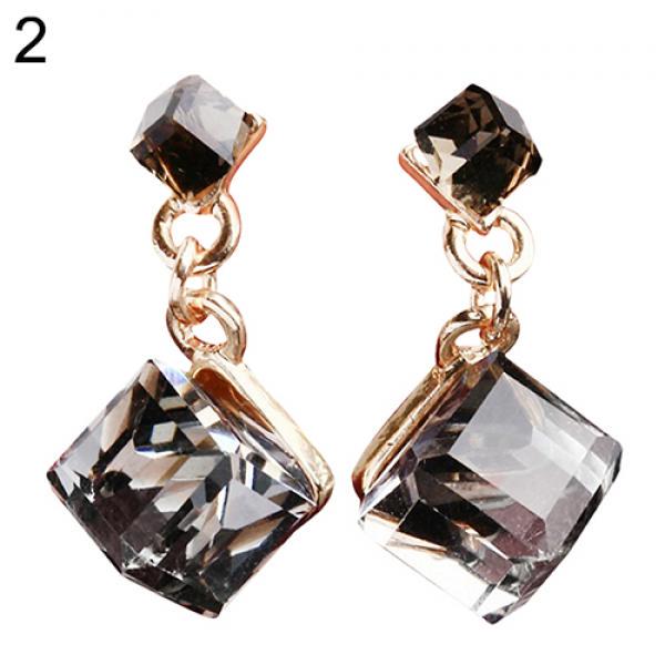 Женские серьги-гвоздики в корейском стиле квадратной формы с кубической подвеской, ювелирные изделия