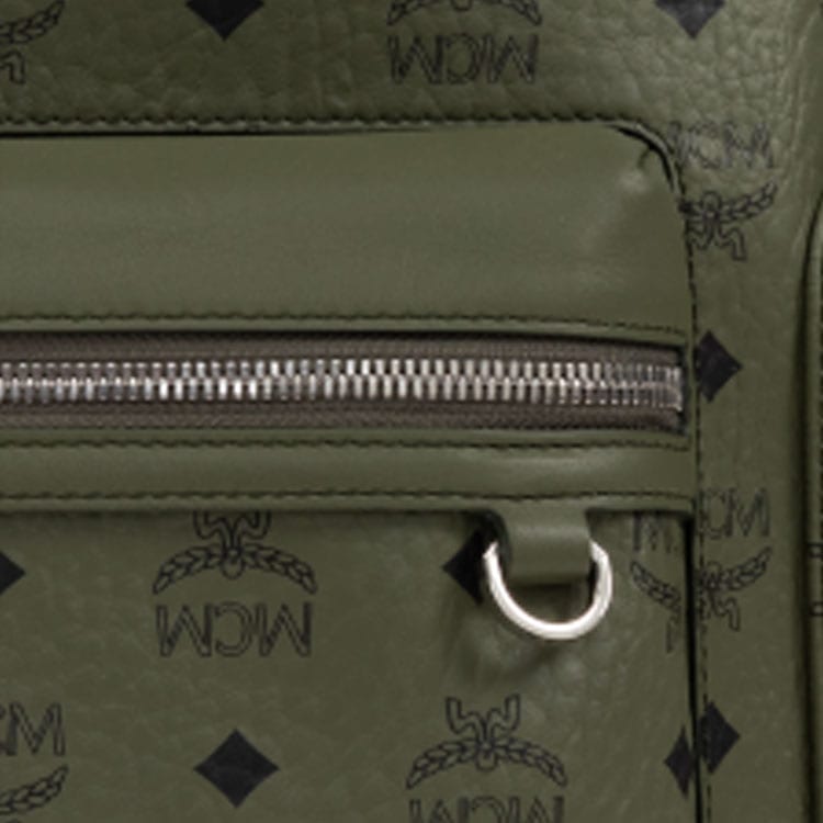 MCM Stark Printed Pattern Canvas With Leather Backpack Regular Men's Green MMKFAVE09K8001