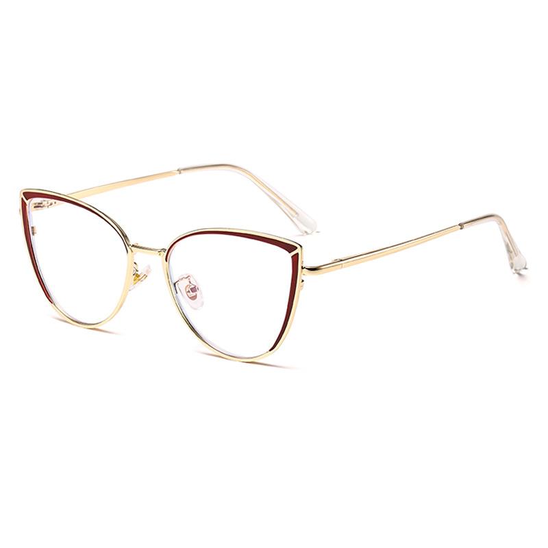 6221 Модные очки Cat's Eye Metal Spring Leg Flat Glasses 2025 Новые персонализированные простые и тонкие очки с защитой от синего света
