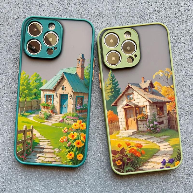 Чехол для телефона с ручной росписью «Домашний пейзаж» для iPhone 13 12 11 Pro Max Mini 15 14 7 8 Plus Pro Max SE2 X XR XS Ударопрочный матовый чехол