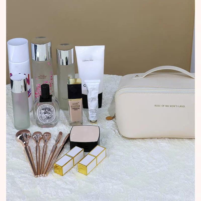 Кожаная дорожная косметичка большой вместимости, портативный женский косметичка, водонепроницаемый многофункциональный органайзер для туалетных принадлежностей, сумка для хранения