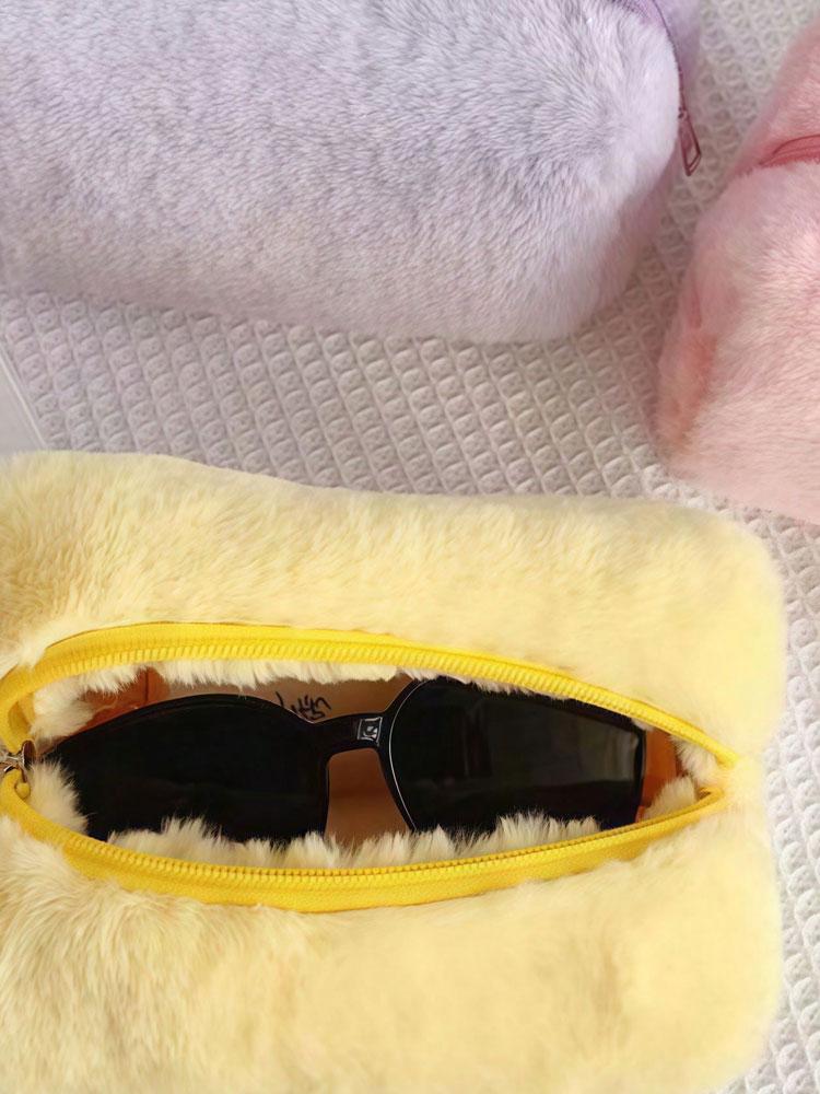 1 шт. плюшевая косметичка, маленький дизайн, милая, изысканная, удобная сумка для хранения, большая вместимость, многослойная сумка