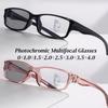 Vintage Pochromic Glasses for Women Men Suqare Frame Progressive Multifocal Reading Glasses Ultralight Anti-UV Presbyopia