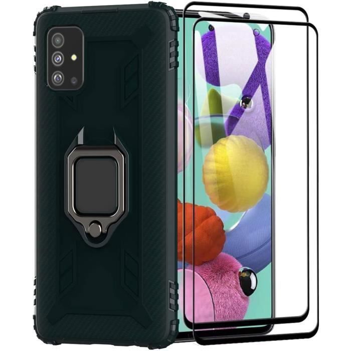 Coque pour Samsung Galaxy A51 - LuffyShop - Robuste - Anneau Support - TPU - Compatible Voiture Magnétique