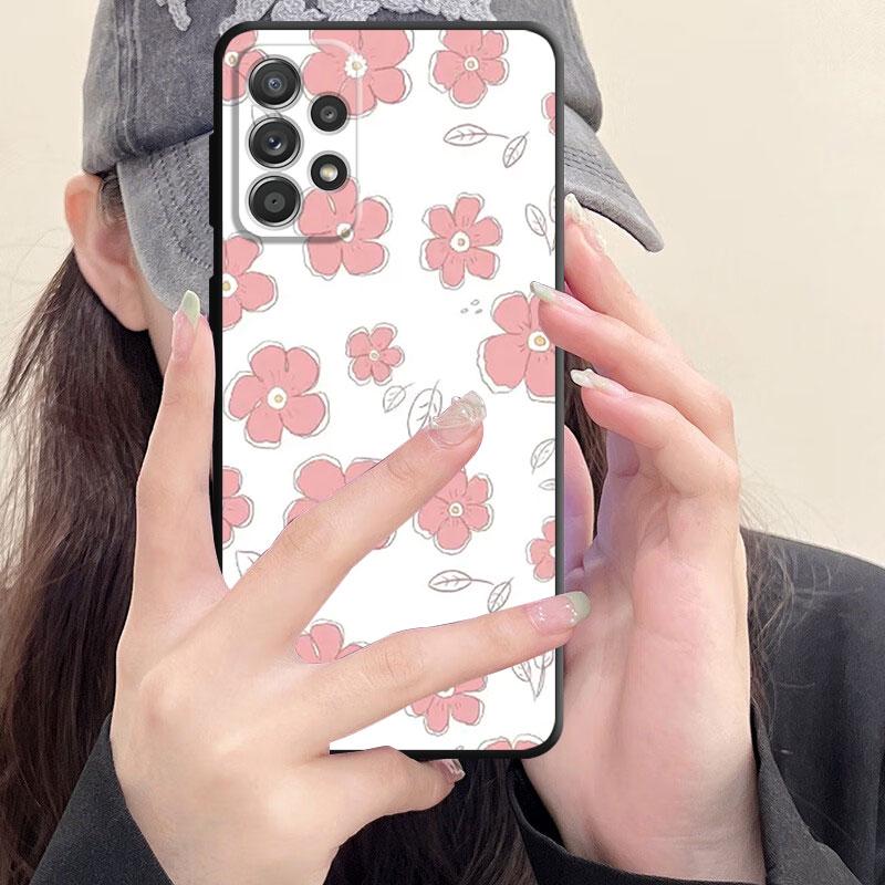 Милый чехол с цветочным рисунком для Samsung Galaxy A71 A31 A51 A32 A72 A52 A23 A13 A33 A21s A22 A53 A11 A52s A12, матовая броня, черный мягкий чехол