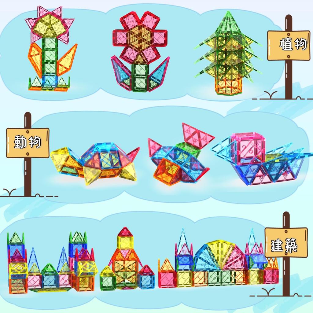 Магнитные блоки 88 шт. Прозрачный цвет Развивающая игрушка Магнитные блоки Конструктор Возраст Рождество Безопасный АБС Японская инструкция 7,5 см 3,