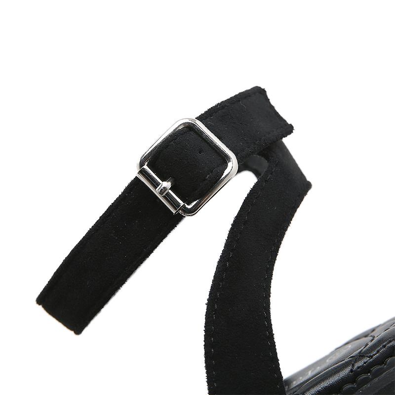 Gdgydh Женские сандалии на высокой платформе из искусственной замши, обувь с открытой спиной на массивном каблуке с открытым носком, пряжкой на щиколотке и ремешком, вечерние туфли