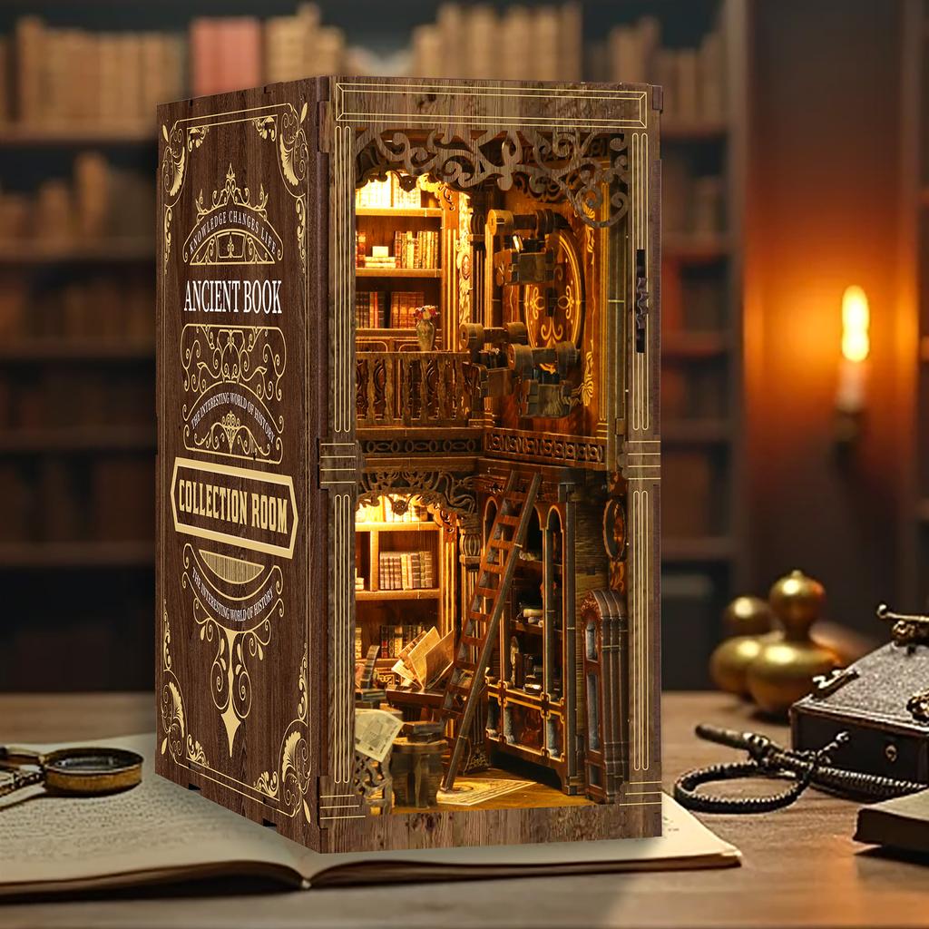 Винтажная Коллекция Книг Комната Деревянный Книжный Уголок Набор для DIY - 3D Пазл Модель Дома, Рождественский и Подарок-Поделка на Черную Пятницу