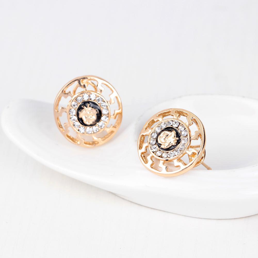 4pcs Golden Lion Head Bracelet Ring Necklace Set African Costume Ornament