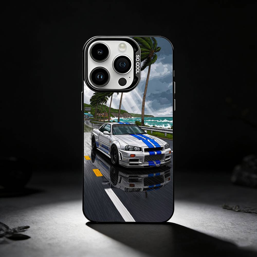 F-Fast And F-Furious R-R34 Phone Case For iPhone 17,16,15,14,13,12,11 Plus,Pro Max,XS,Colored silver phone case