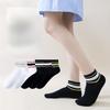 Women's Spring and Summer New Pure Cotton Simple Striped Color Casual Sports Breathable Antibacterial Deodorant Socks