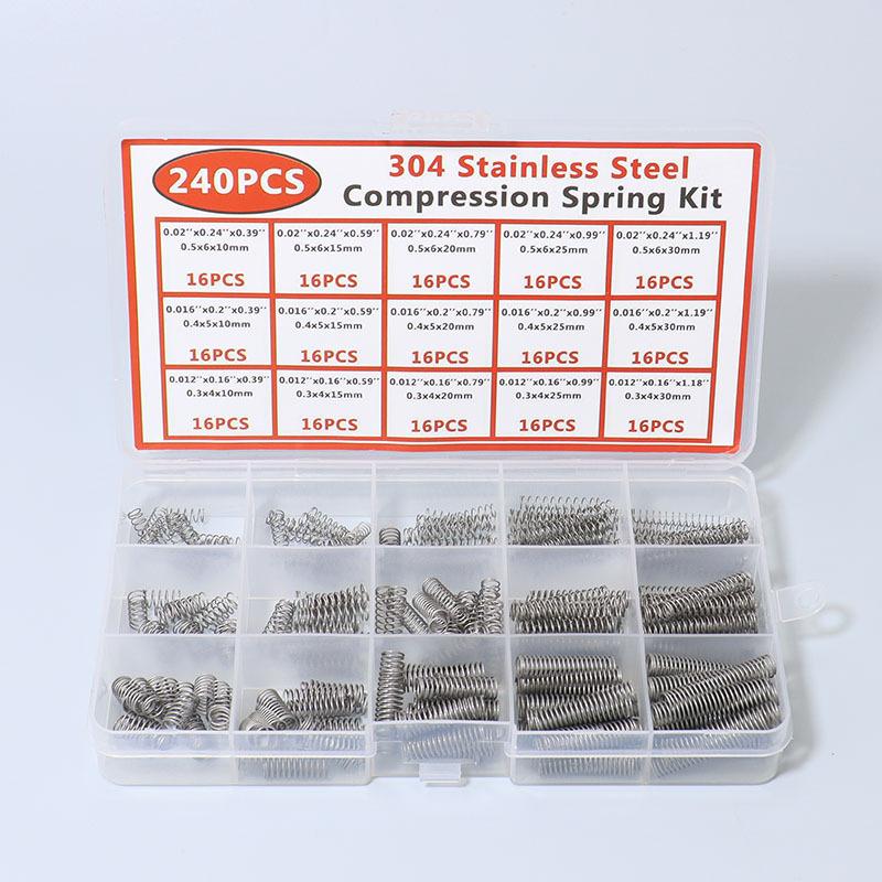 304 Stainless Steel Compression Spring Assortment Kit Box with 15 Sizes Small Springs for Mechanical Repairs DIY Home Projects