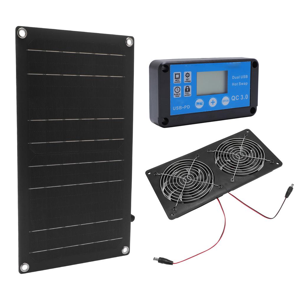 Solar powered fan, 6 inch solar dual exhaust fan kit, low noise dual cooling ventilation valve