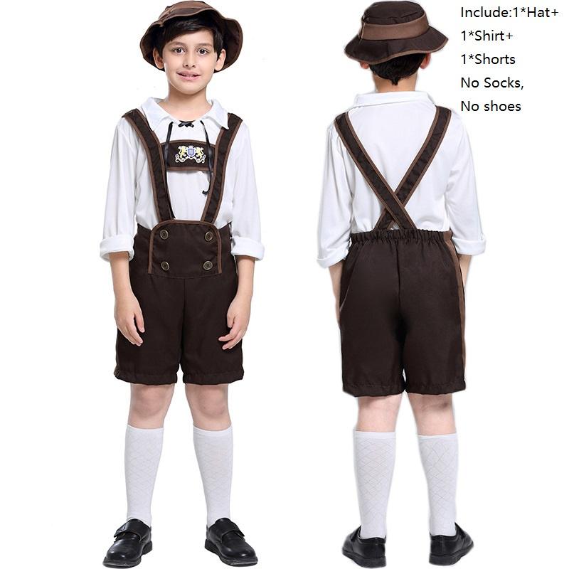 Stylish Children's Oktoberfest Costume Suit For Halloween Cosplay With Hat
