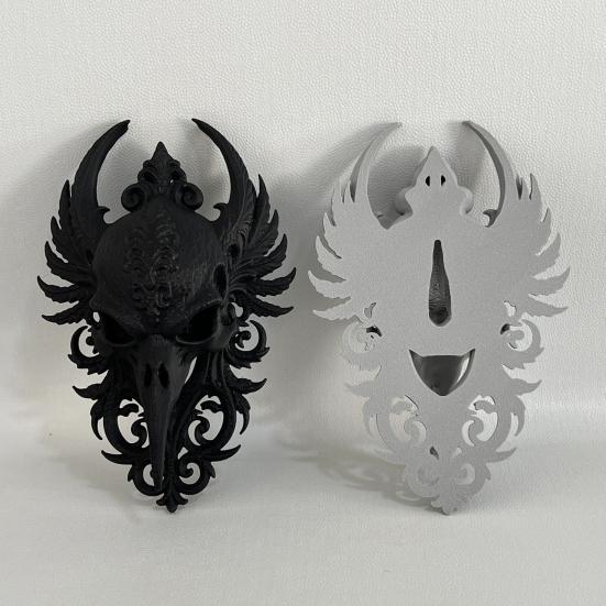 Готический череп ворона Настенная скульптура черепа вороны Поддельный животный подвесной настенный декор Жуткая голова Настенное искусство