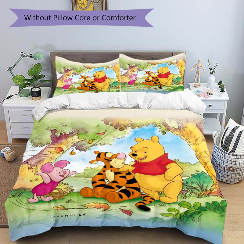 Pooh Piglet'S Adventure Print 3Pcs Bedding Setduvet Cover With 2 Bedropillowcase Home Birthday Gift