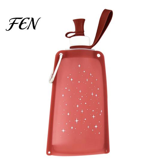Collapsible Silicone Pouch 500ML Water Bottle, Portable Folding Drinking Bag, Camping Bottle with Lanyard for Outdoor Hiking Cycling Climbing