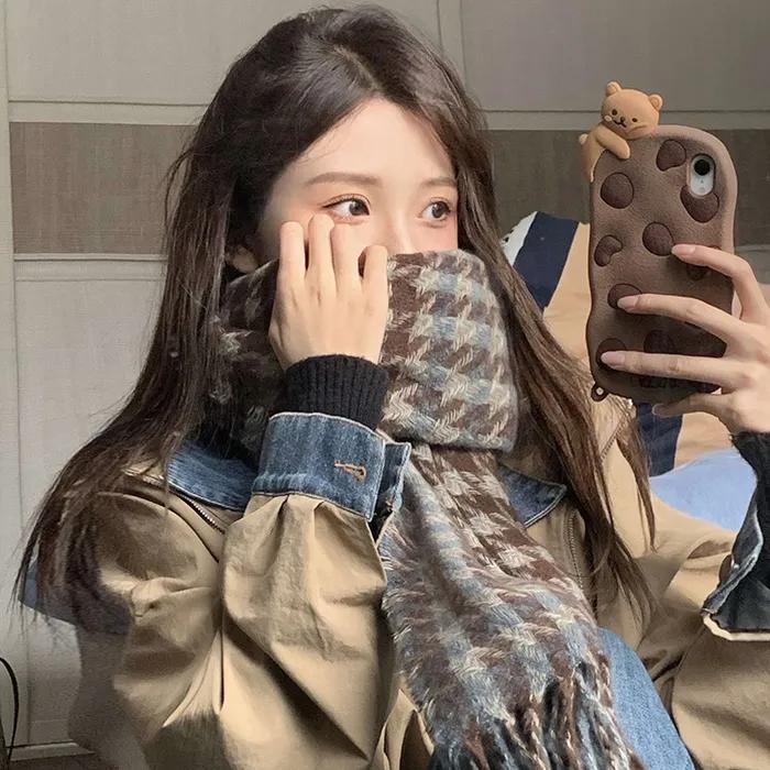 Raw Check Scarf 23FW Brown