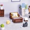 Figurines Miniature Simulated Retro Furniture Sofa Bedside Table Cat Micro Landscape Ornaments For Home Decorations Room Decor