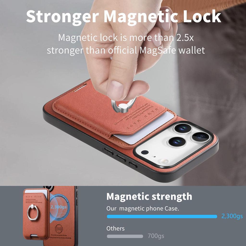 Совместимо с чехлом для iPhone 17 Pro Max: Магнитный держатель для карт, Кольцо-подставка, Слот для карт, Защитная крышка