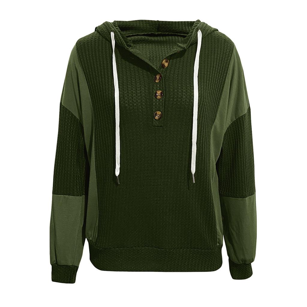 Женская однотонная рубашка с капюшоном и длинными рукавами на пуговицах