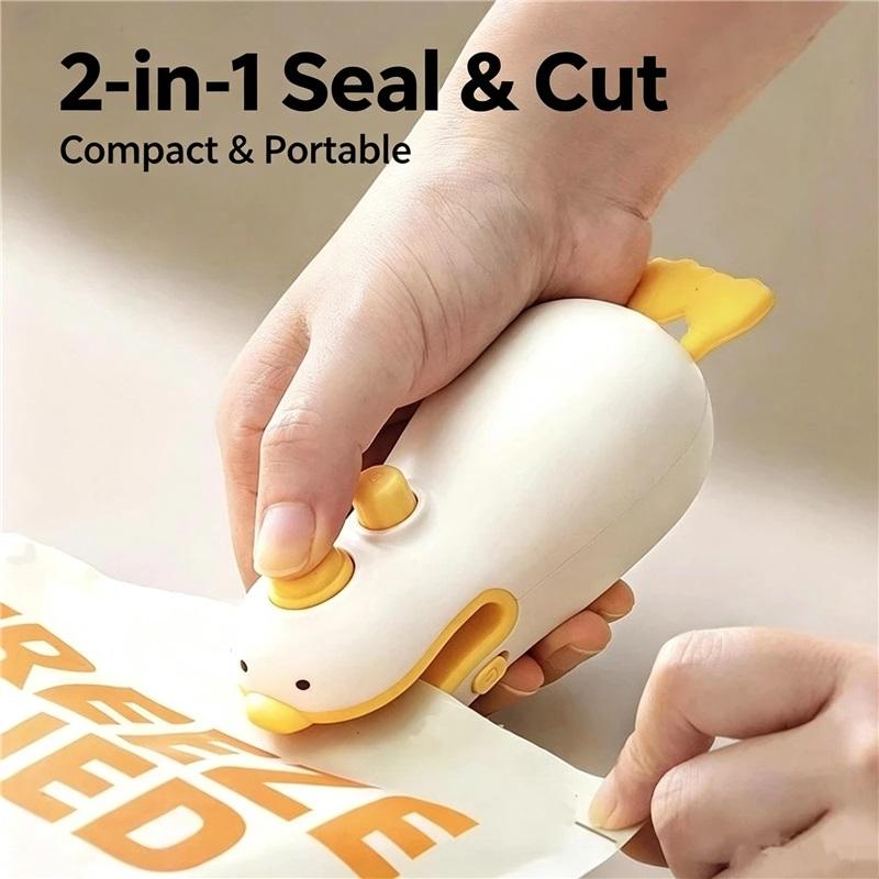 Rechargeable Mini Bag Sealer Portable Handheld Heat Sealer 2 in 1 Seal Cut Snack Bag Closure Tool