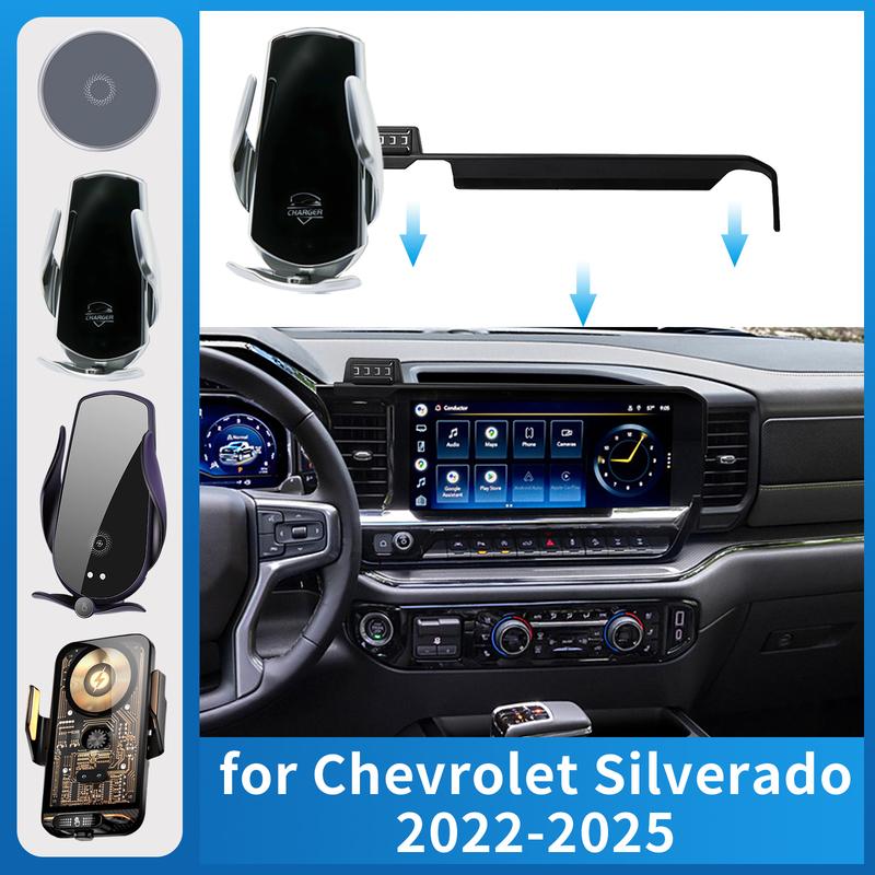 Автомобильный держатель для телефона для Chevy Chevrolet Silverado 2024 2025 1500 2500 3500 Зарядка GPS Кронштейн Навигационная подставка Авто