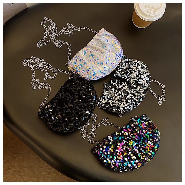 Chic Glitter Single Shoulder Bag 2024 New Summer Texture Chain Crossbody Bag Street Style Shoulder Bag