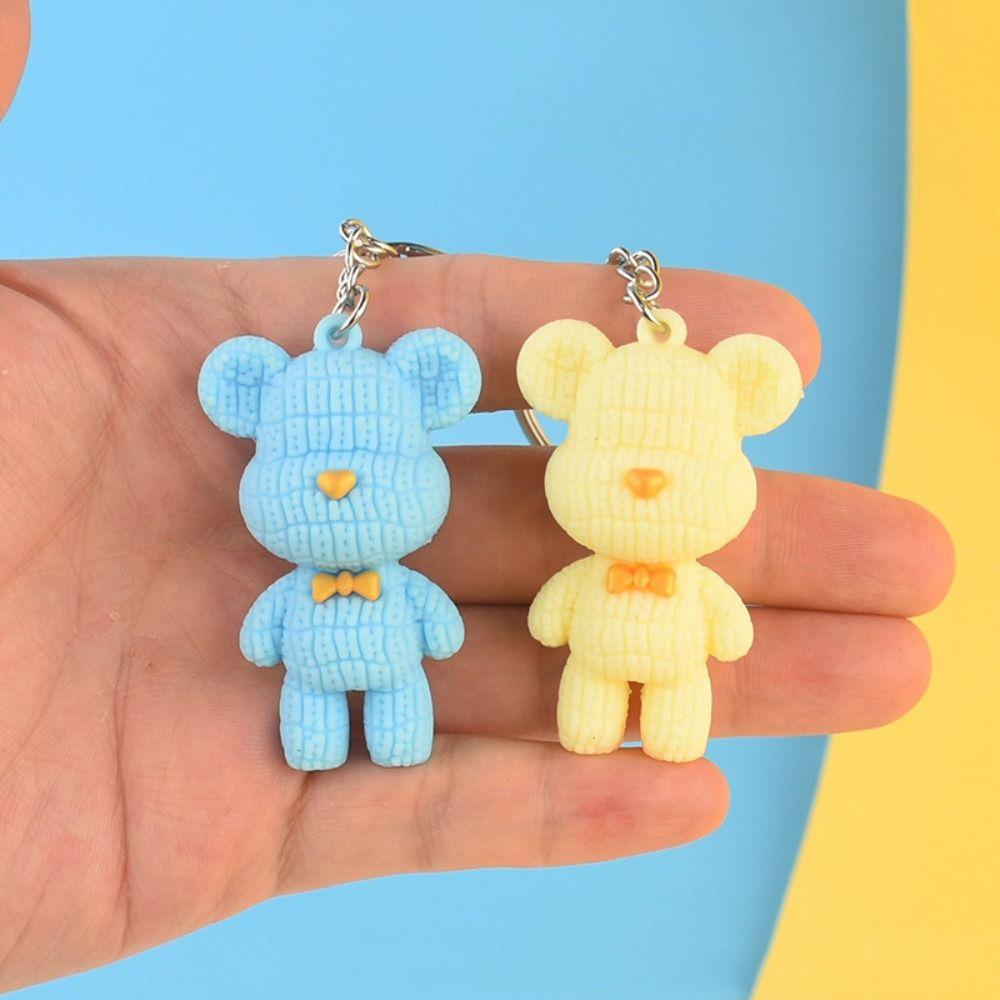 Backpack Charm Wool Bear Shape Key Rings Pendant Soft Color Bear Keychains   Backpack Decoration